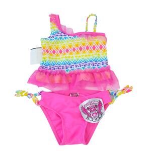 NEW 2B Real 12 Month Baby Girl Bathing Suit Pink Multicolor Swimsuit